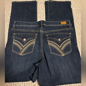 Stylish 7s bootcut Blue Jeans with Embellished Pockets